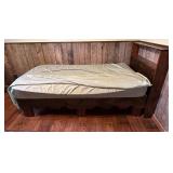 Twin Wooden Bed Frame With Headboard Shelf