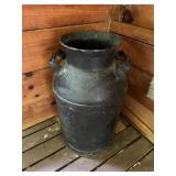Vtg Black Metal Milk Can24" tall opening 9" diame