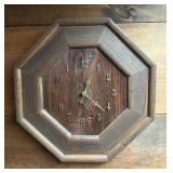 Vtg Octagonal Wooden Wall Clock16.5×17