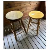 Two Wooden StoolsTallest stool 25"