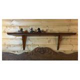 Hand-Carved Wooden Mini Ducks SetWooden Shelf 34"