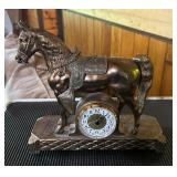 Vtg Horse Clock With Saddle Decor12×12