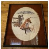 Vtg Framed Print Fox Pause