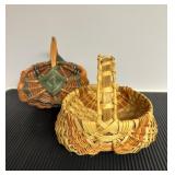 2 Vtg Woven Mini Egg Gathering BasketsLargest 8x7