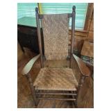Vtg Wooden Rocking Chair with Woven Seat