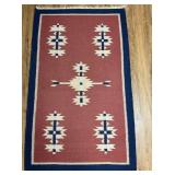 Vtg Handwoven Kilim Wool Rug with Fringe36.5×60