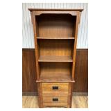 Vtg Wooden Bookshelf With Drawers25.5x12x59.5
