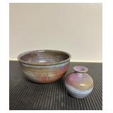 Vtg Ceramic Bowl and Vase Set7" diameter