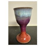 Vtg Glazed Ceramic Chalice Goblet6.5" tall