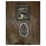 Rustic Framed Art and Wooden ClockPicture 14.5" t