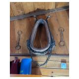 Vtg Horse Collar With Chains & 2 Bits