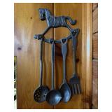Vtg Cast Iron Horse Utensil Set15" tall