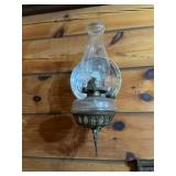 Vtg Cast Iron Oil Lamp with Mercury Reflector Wall
