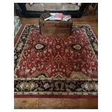 Vtg Red Floral Area Rug with Border8