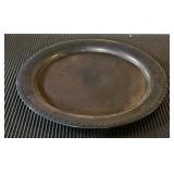 Vtg Pewter Plate With Church Engraving12" Diamete