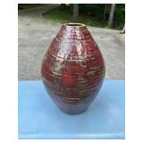 Red Glazed Ceramic Vase18" tall & 3" opening