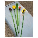 Vtg Glass Flower Stems19" long