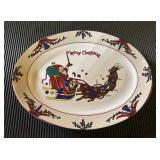 Vtg Christmas Porcelain Serving Platter14×10.5