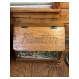 Vtg Wood Hand-Painted Kindlin Box23x11x17.5