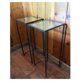 2 Metal and Glass Side Tables12x12x28