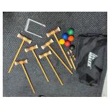 Vtg Wooden Halax Croquet Set With Bag