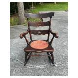 Vtg Wood Rocking Chair With Cushion24x24x33