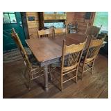 Vtg Wooden Dining Table with 6 Chairs62x42x30.5
