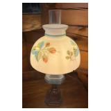 Vtg Floral Glass Hurricane Lamp21" tall