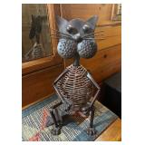 Vtg Metal and Wicker Cat Figurine