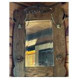 Vtg Tiger Oak Wall Mirror With Wooden Frame21.5×3