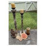 Outdoor Decor-2 Wooden Candle Holders Outdoor Decor-2 Wooden Candle Holders
