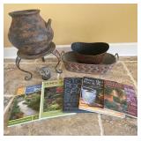 Vtg. Stoneware Vase, Plant Stand, 2 Planters, & 5 Vtg. Stoneware Vase, Plant Stand, 2 Planters, & 5