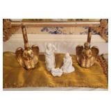 Porcelain Nativity Set with Gold Leaf Angels Porcelain Nativity Set with Gold Leaf Angels