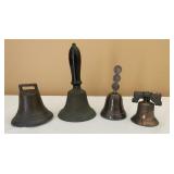 4 Antique Metal Bells-See Pictures 4 Antique Metal Bells-See Pictures