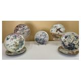 12 Japanese Kutani Bird and Floral Plates. 12 Japanese Kutani Bird and Floral Plates.