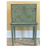 Hand Painted Decorative Green Chest on Stand Hand Painted Decorative Green Chest on Stand