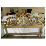 King Size Metal Bed Frame, Gold Gilded Wood King Size Metal Bed Frame, Gold Gilded Wood