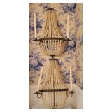 Wooden Bead and Metal Candle Sconces Wooden Bead and Metal Candle Sconces