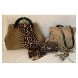 2 Women�s Animal Print Purses, Wallet & One Scarf. 2 Women�s Animal Print Purses, Wallet & One Scarf.