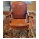 Handmade Leather Chair with Carved Bird Arms Handmade Leather Chair with Carved Bird Arms