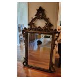 Beveled Copper Gilt Mirror with Ornate Frame Beveled Copper Gilt Mirror with Ornate Frame