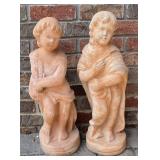 2 Terracotta Cherub Lawn Statues-Approx. 22� Tall 2 Terracotta Cherub Lawn Statues-Approx. 22� Tall