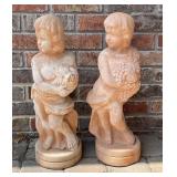 2 Terracotta Cherub Lawn Statues-Approx. 22� Tall 2 Terracotta Cherub Lawn Statues-Approx. 22� Tall