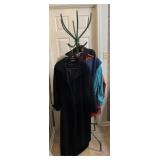 Green Metal Coat Rack W/6 Coats, Cont., Green Metal Coat Rack W/6 Coats, Cont.,