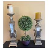 PAIR OF COLUMN CANDLE STICK HOLDERS & ARTIFICIAL PAIR OF COLUMN CANDLE STICK HOLDERS & ARTIFICIAL
