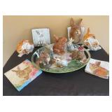 6 Bunny Figurines, one Candle, Serving Tray, 6 Bunny Figurines, one Candle, Serving Tray,