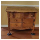 Oak Wood Serpentine Front Cabinet Oak Wood Serpentine Front Cabinet