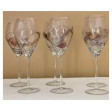 6 Decorative Hand-Painted Crystal Wine Glasses 6 Decorative Hand-Painted Crystal Wine Glasses