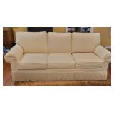 Cream Canvas Hide-A-Bed Sofa with Fringe Cream Canvas Hide-A-Bed Sofa with Fringe