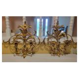 Gold Tone Floral Candle Sconces Gold Tone Floral Candle Sconces